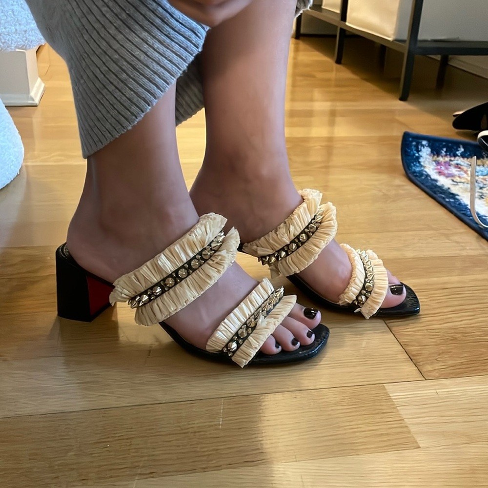 Christian Louboutin Rafia studded snakeskin sandals